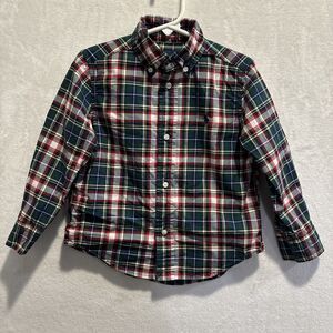 Polo Ralph Lauren Toddler Boy Plaid Button Down Natural Stretch Shirt 3/3T